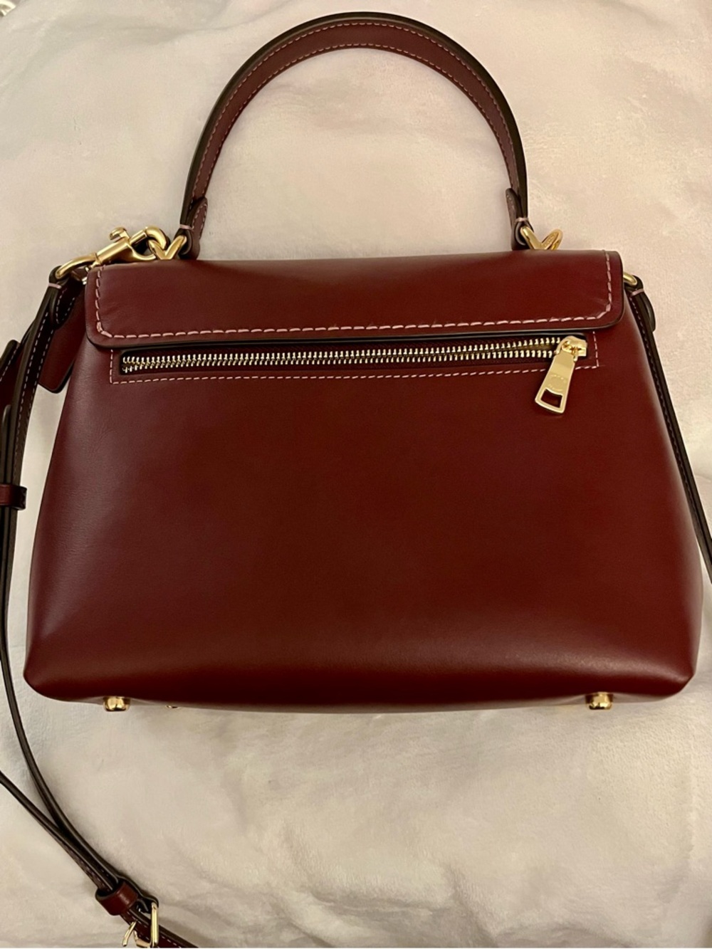 Coach Emory Top Handle Crossbody Satchel Smooth Leather Maroon CCE54 - Picture 5 of 11
